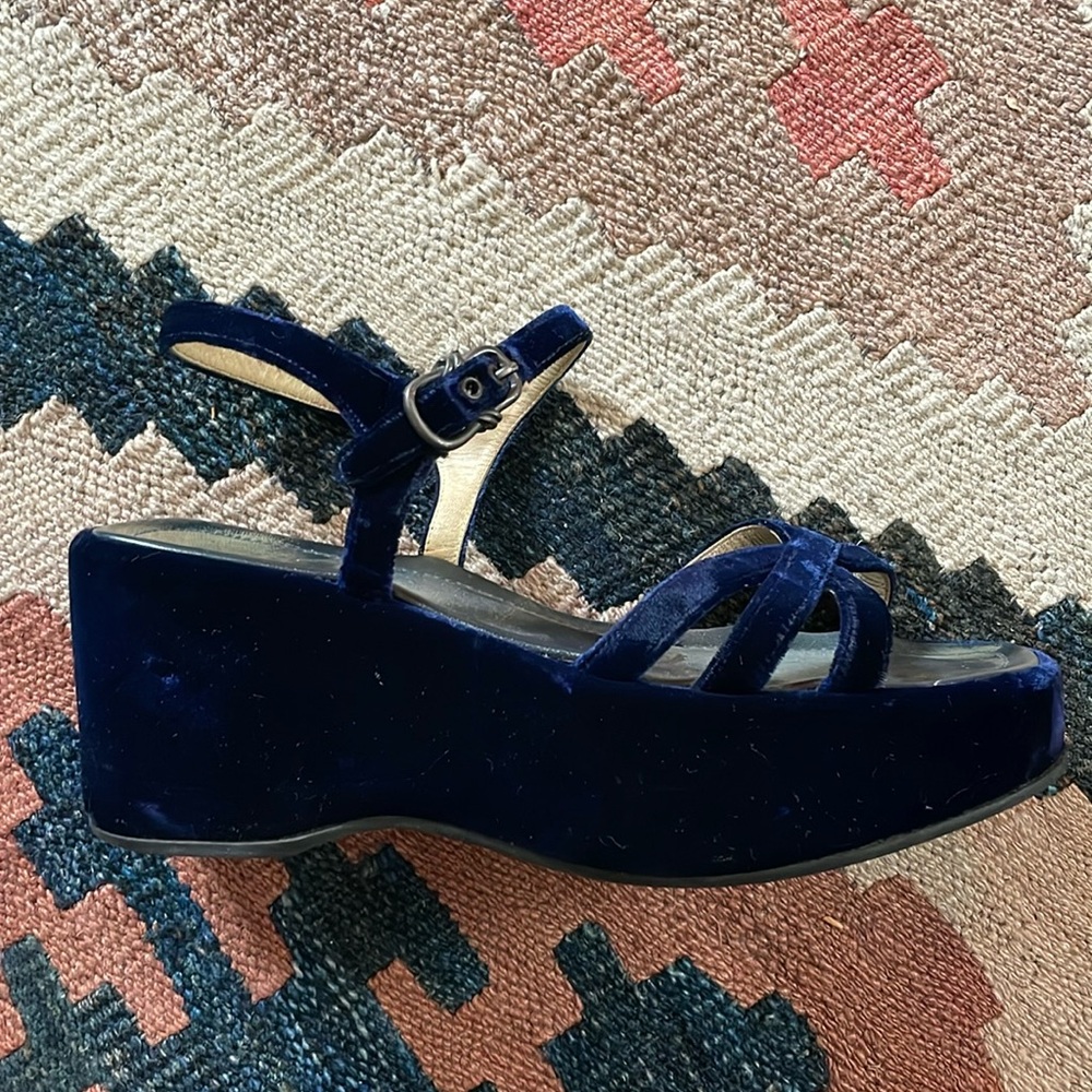 Prada Blue Velvet Platforms - early 00s